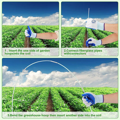 Greenhouse Hoops,Garden Hoops for Raised Bed,Super Bendable Fiberglass Support Hoops Frame, Small Garden Tunnel Hoops