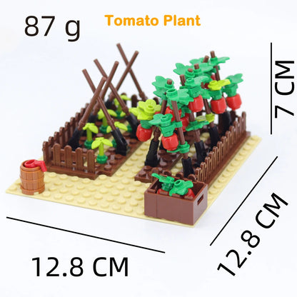 MOC Farm Bricks Vegetable Garden Pumpkin Grape Farm Crop Plant Orchard Builing Blocks Micro Landscape Rose Flower Kids Gifts Toy