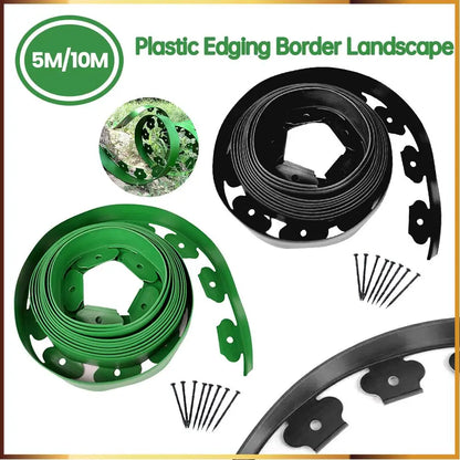 10M Garden Edge Kit Landscape Edging No Dig with 30 Spikes Flexible Lawn Edging Kit Garden Edging Borders for Garden Flower Beds