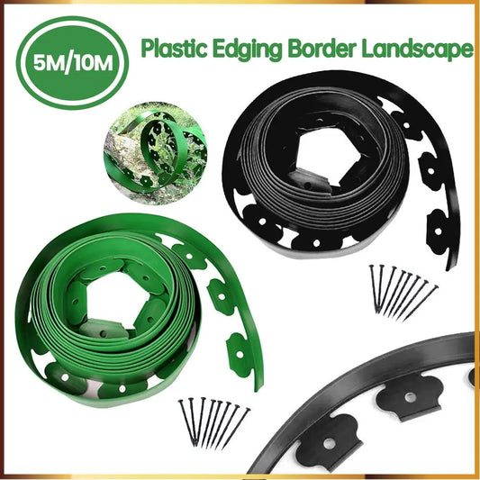 10M Garden Edge Kit Landscape Edging No Dig with 30 Spikes Flexible Lawn Edging Kit Garden Edging Borders for Garden Flower Beds
