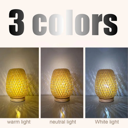Bamboo Woven ProductsSimple Bedroom Study Table Lamp Bedside Table Lamp Bamboo art Warm Decoration Desktop Japanese Lamp