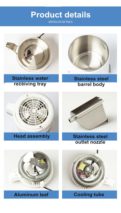 220V 4L Water Bottle Filter Distiller Purifier Portable Tabletop Machine Stainless Steel Adjustable Temperature for Labs Homes