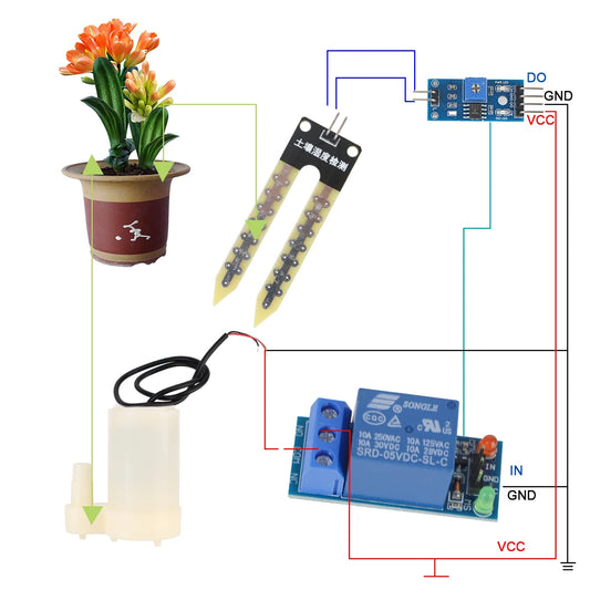 Soil Moisture Detection Garden Drip Watering Automatic Water Pump Module Kit DIY Watering Irrigation System