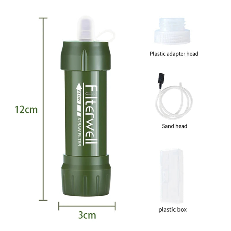 Filterwell Mini Camping Water Filter Straw Filtering Outdoor Personal Purified Drinking Travel Hiking Survival Gear Accessories