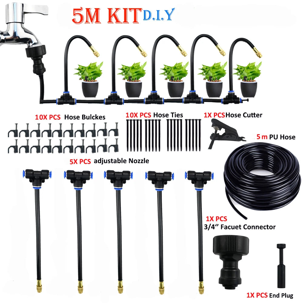 DIY 5-20M Free Bending Universal Spray Kit for Backyard Garden Irrigation Sprinkler Dust Removal Misting Cooling Humidification