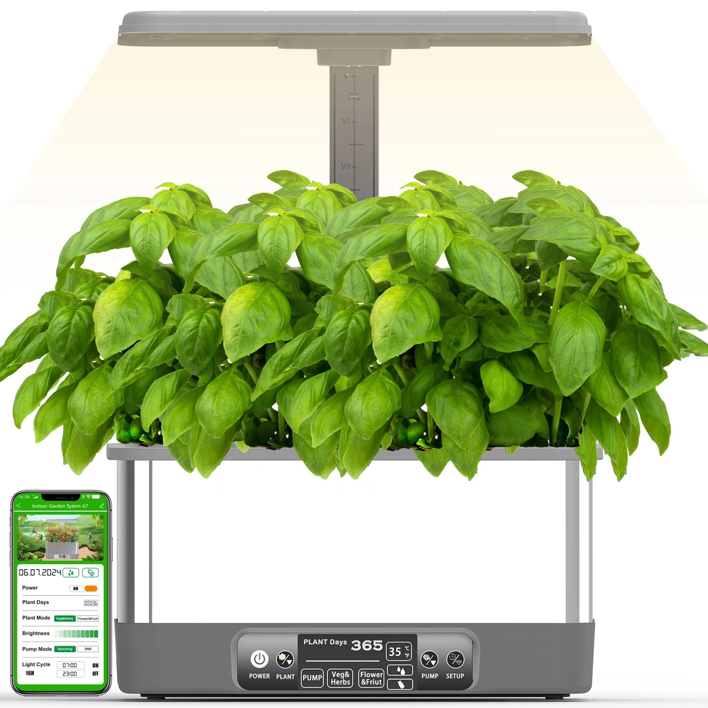 Hydroponics Growing System kit,APP&WIFI Indoor Smart Herbs Garden with LED Growth Lights,Automatic Water Pump,Remote Timer