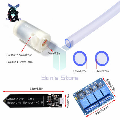 Automatic Irrigation DIY Kit Watering System Capacitive Soil Moisture Sensor and Water Pump for Arduino Garden Watering DIY