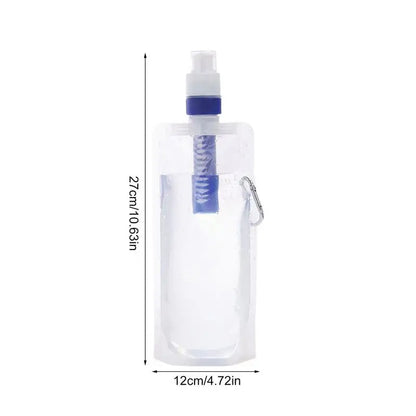1000ml Foldable Water Bottle With Filter Water Purifier Bottle Water Bottle Filter Container Reusable Outdoor Filtered Water Bag