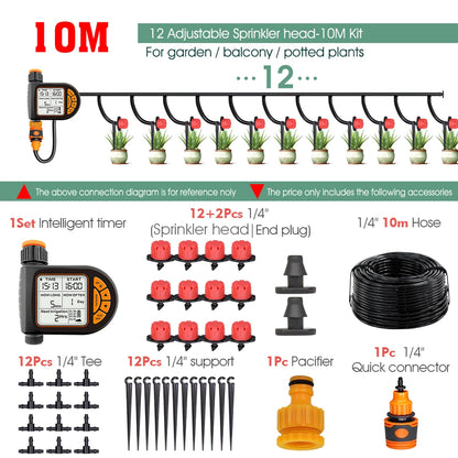 MUCIAKIE 20M Smart Garden Timer Irrigation Set IPX5 Waterproof LCD Automatic Watering Controller Set With Rain Sensor for Farms