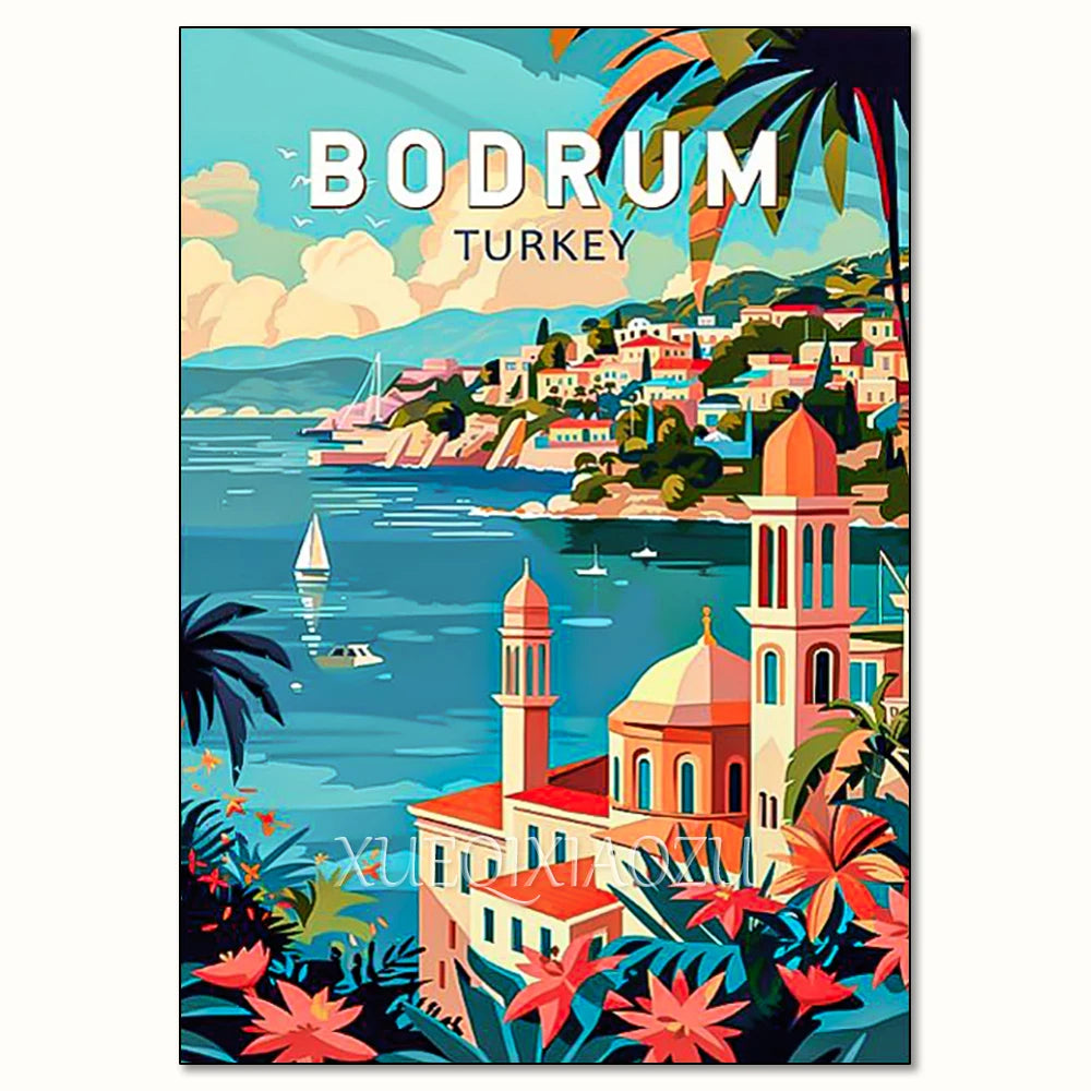 Urban Architecture Diamond Painting Kit Morocco Spain Street View DIY Full Round Mosaic Embroidery Home Decoration for Beginners