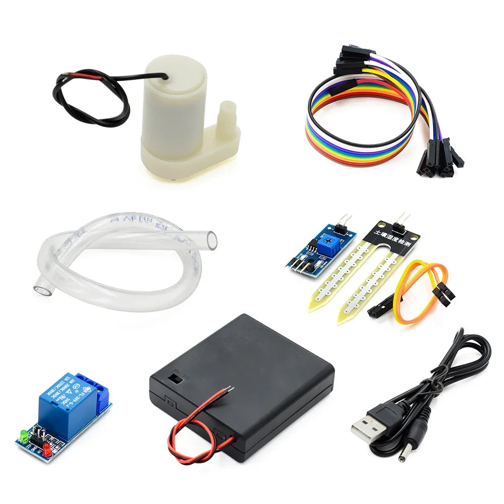 16PCS/set Automatic Irrigation Module DIY Kit Automatic Watering Kit Soil Moisture Sensor Relay Module 50cm Hose for Arduino