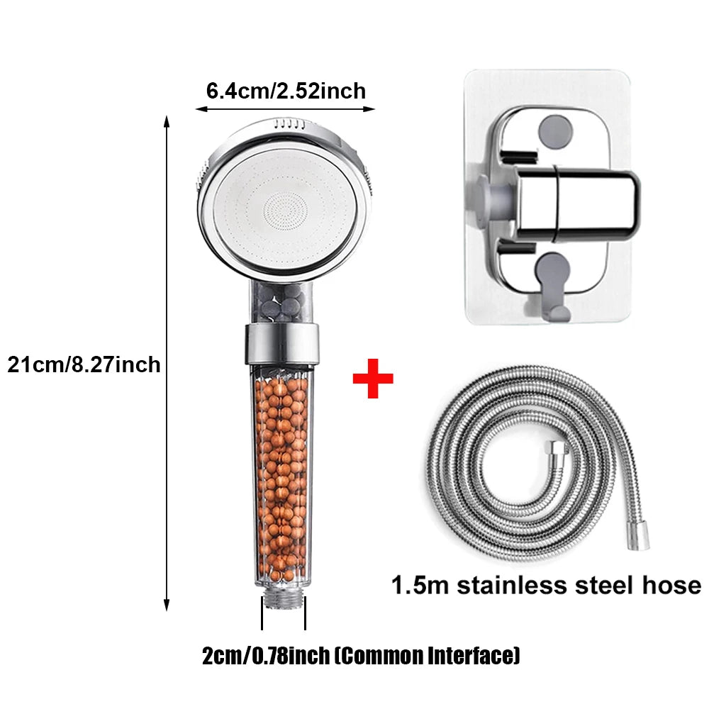 1pc Filtered Shower Head ABS High Pressure Water Saving Spray Handheld Clear Showerheads with With Filter Beads for Bathroom