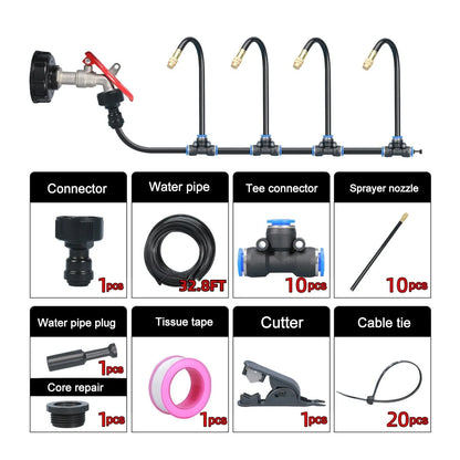5M-20M Greenhouse Drip Irrigation Kit 360° Curved Garden Automatic Irrigation System  Patio Misting Plant Watering Distribution