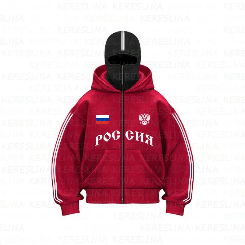 New cross-border trendy brand double hat design letter hooded sweatshirt for autumn and winter, suitable for both men and women,