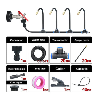 Greenhouse Drip Irrigation Kit 5M-20M 360° Curved Garden Automatic Irrigation System  Patio Misting Plant Watering Distribution