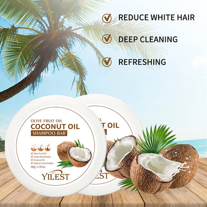 Organic Natural Coconut Oil Shampoo Soap Solid Handmade Nourishes Hair Anti Frizz Natural Hair Darkening Strengthening Hair Care