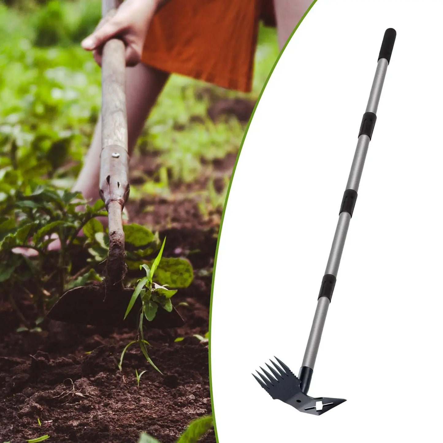 Gardening Garden Hoe Weeding Rake Manual Weeder Tool Easy Assembly Ergonomic Weeds Remover for Soil Loosening Farm
