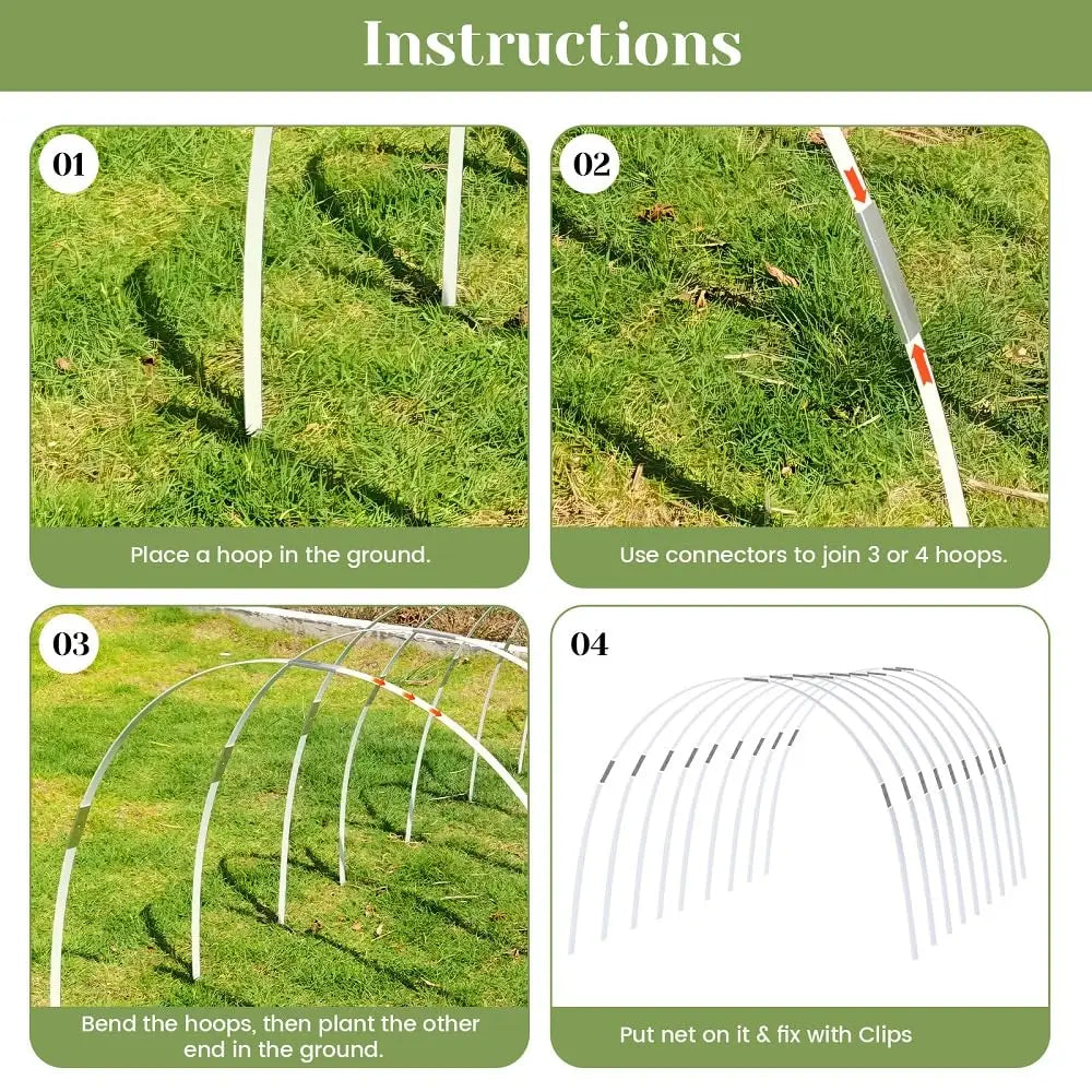 Greenhouse Hoops,Garden Hoops for Raised Bed,Super Bendable Fiberglass Support Hoops Frame, Small Garden Tunnel Hoops