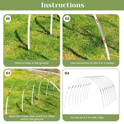 Greenhouse Hoops,Garden Hoops for Raised Bed,Super Bendable Fiberglass Support Hoops Frame, Small Garden Tunnel Hoops