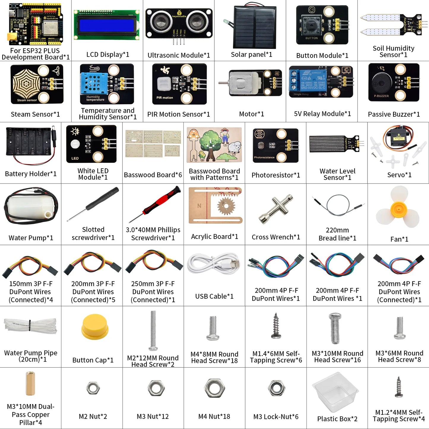 Keyestudio Smart Farm IOT Starter Kit for Arduino ESP32 For Scratch 3.0 Graphical Programming STEM Educational Set DIY Kit