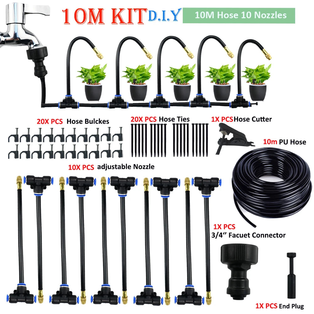 DIY 5-20M Free Bending Universal Spray Kit for Backyard Garden Irrigation Sprinkler Dust Removal Misting Cooling Humidification
