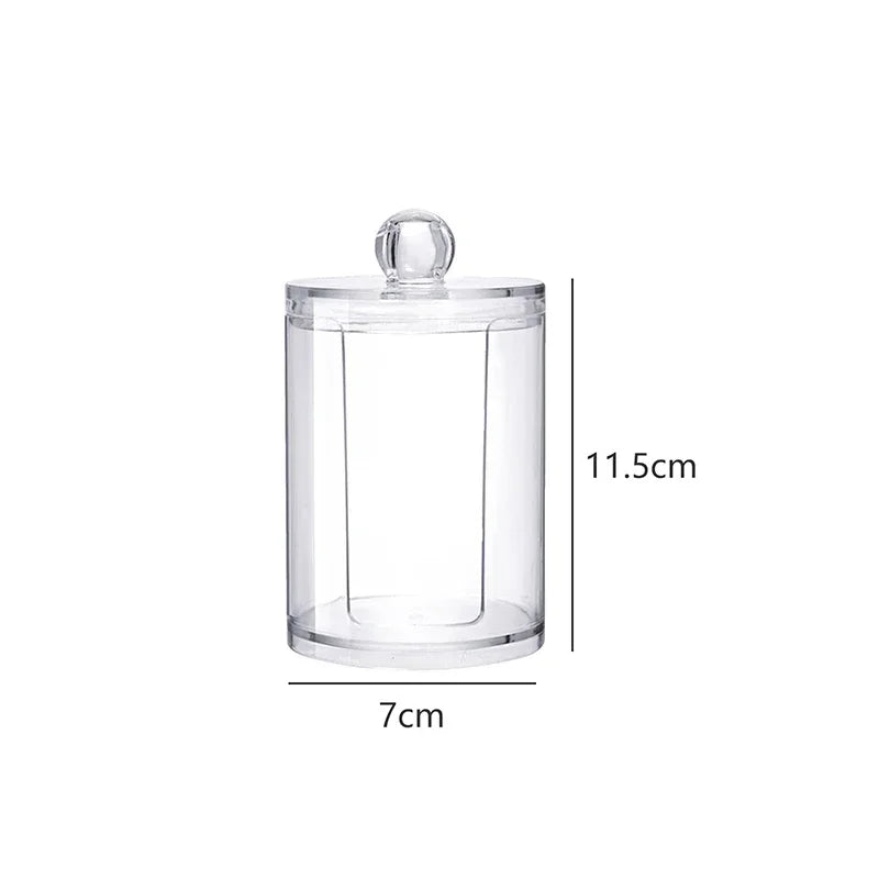 Acrylic Makeup Organizer Cotton Swabs Containerwith Bamboo Lid Cosmetic Transparent Box Cotton Pad Organizer Jewelry Storage Box