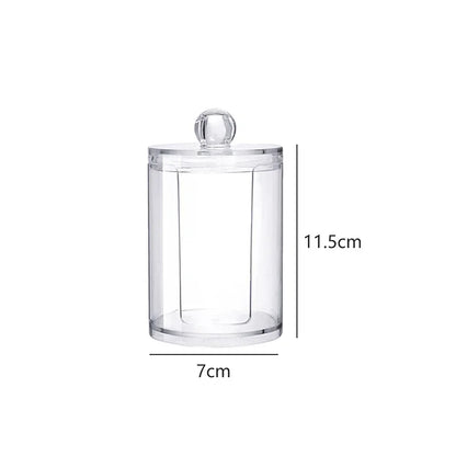Acrylic Makeup Organizer Cotton Swabs Containerwith Bamboo Lid Cosmetic Transparent Box Cotton Pad Organizer Jewelry Storage Box