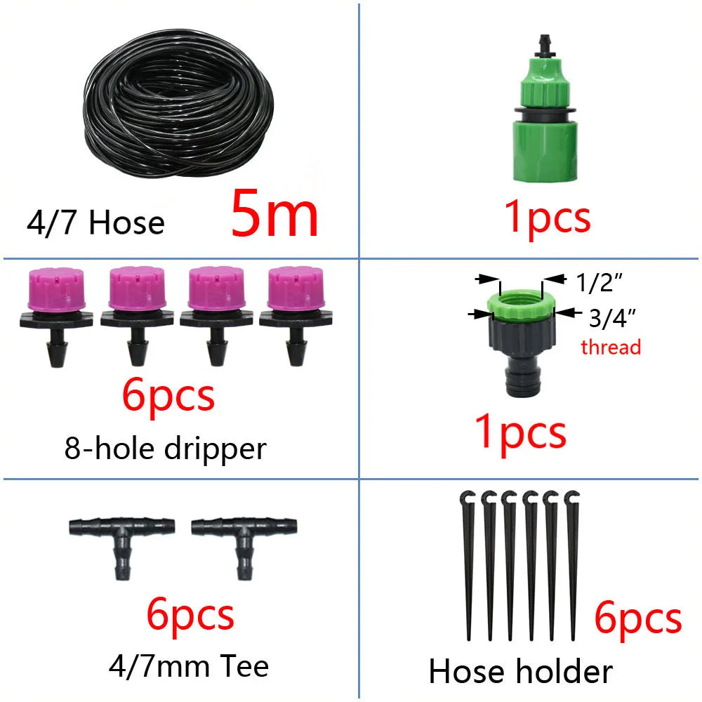 50M-5M DIY Drip Irrigation System Automatic Watering Garden Hose Micro Drip Watering Kits with Adjustable Drippers