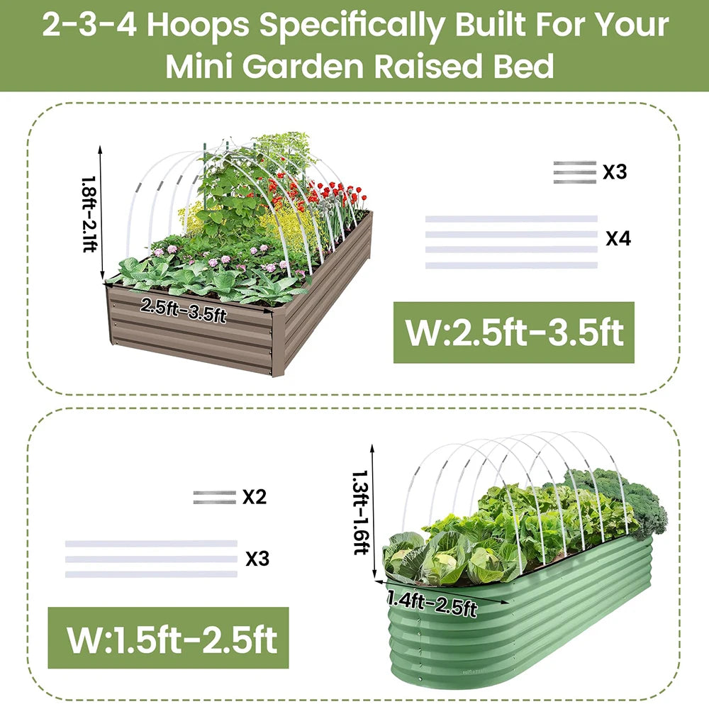 Greenhouse Hoops,Garden Hoops for Raised Bed,Super Bendable Fiberglass Support Hoops Frame, Small Garden Tunnel Hoops