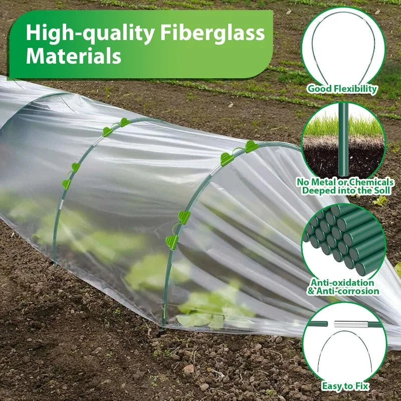 Garden Hoops Kits for Netting Tunnel Garden Hoops Greenhouse Frame Flexible Tunnel Arch Crop Protection Hoops for Raised Beds