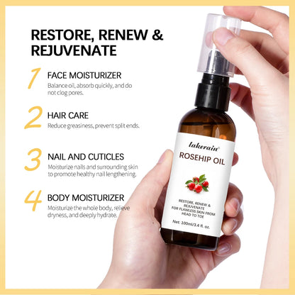 Organic Rosehip Oil Rose Hips Face Oils 30ml Fast-Absorbing Skin Care Moisturizer Face Oil Organic Rosehip Seed Oil Essence
