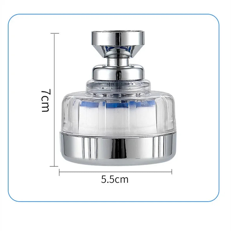 360° Faucet Water Filter Pressurized Sink Filter Water Purifier Kitchen Bathroom Tap Splash Proof Faucet Aerator Extender