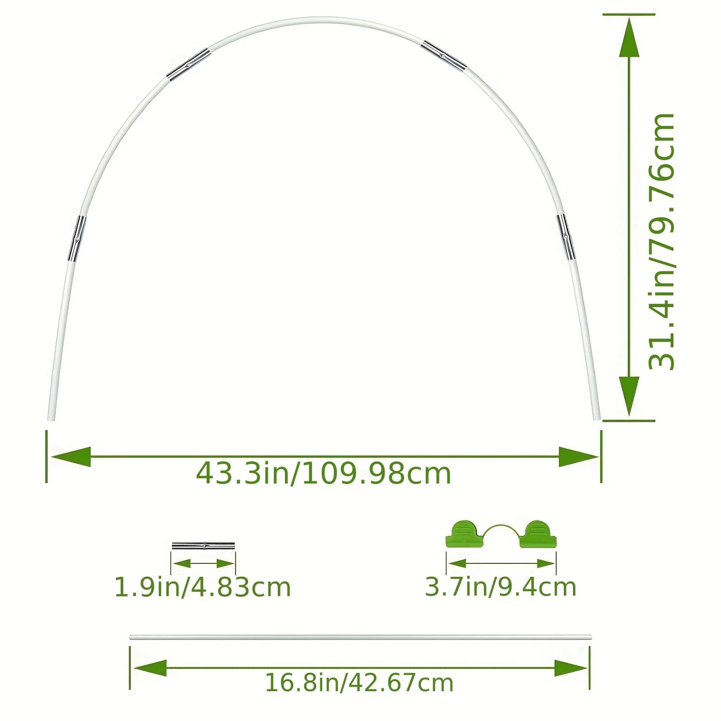 Greenhouse hoops suitable for wider plant tunnels, anti rust glass fiber support hoop frames, and plant supported garden piles