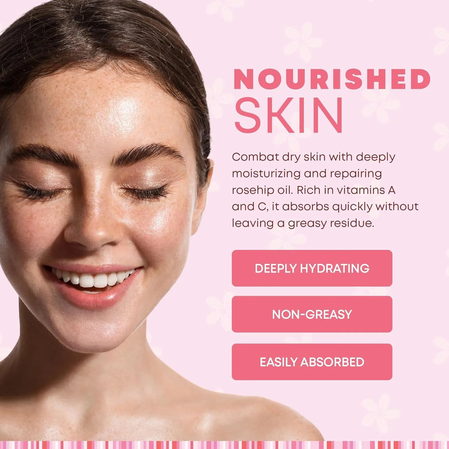 Organic Rosehip Oil Antioxidant Improve Fine Lines Wrinkles Firming Lifting Repair Moisturizer Nourish Smooth Hair Skin Care Oil