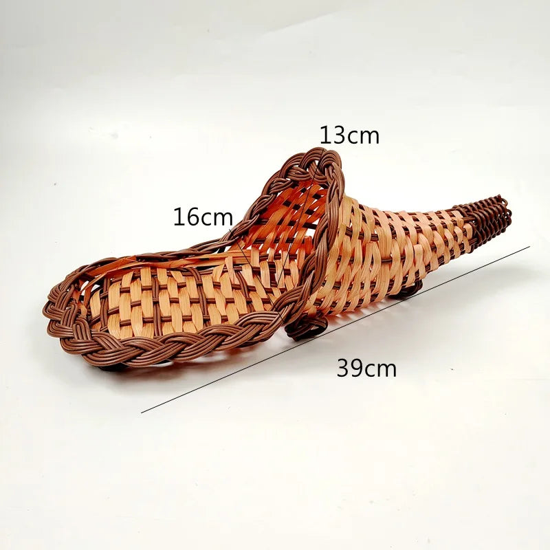 Bamboo Horns Hand Weaving Storage Basket Handicrafts Plant Weaving Storage Ornaments Horn Bamboo Basket Fruit Bread Food Saving