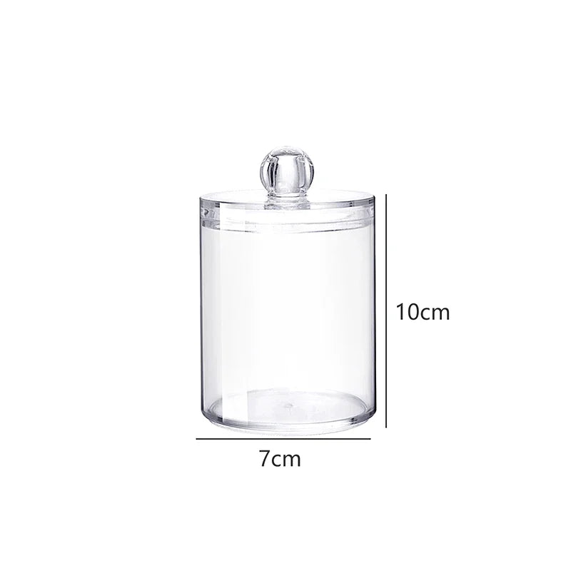 Acrylic Makeup Organizer Cotton Swabs Containerwith Bamboo Lid Cosmetic Transparent Box Cotton Pad Organizer Jewelry Storage Box