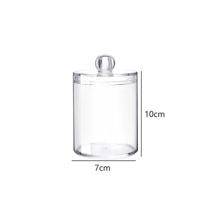 Acrylic Makeup Organizer Cotton Swabs Containerwith Bamboo Lid Cosmetic Transparent Box Cotton Pad Organizer Jewelry Storage Box