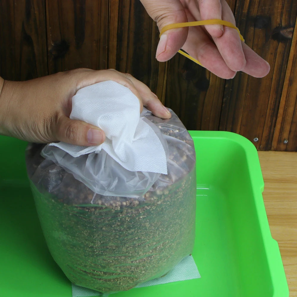 Mushroom Planting Bag Fruiting Ring Kit for Farm Edible Fungus Cultivation Garden Planter Tool Breathable Non-Woven Sealing Film