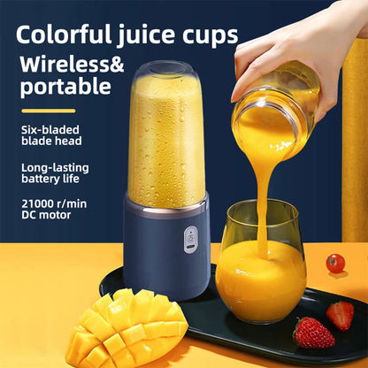 Portable Blender Smoothie Maker Mini Juice Blender Cup Rechargeable Fruit Shakes Juicer Mixer 400ml 6 Blades for Travel