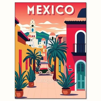 Urban Architecture Diamond Painting Kit Morocco Spain Street View DIY Full Round Mosaic Embroidery Home Decoration for Beginners