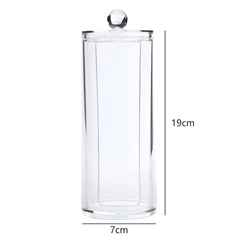 Acrylic Makeup Organizer Cotton Swabs Containerwith Bamboo Lid Cosmetic Transparent Box Cotton Pad Organizer Jewelry Storage Box