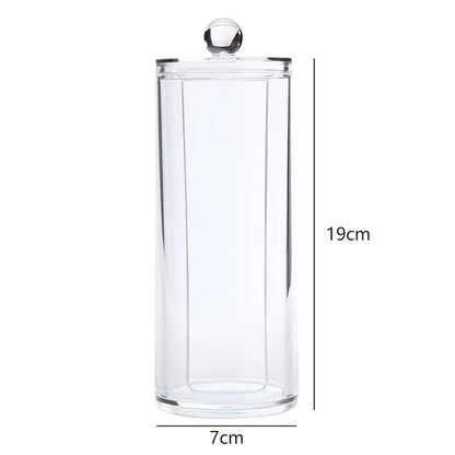 Acrylic Makeup Organizer Cotton Swabs Containerwith Bamboo Lid Cosmetic Transparent Box Cotton Pad Organizer Jewelry Storage Box