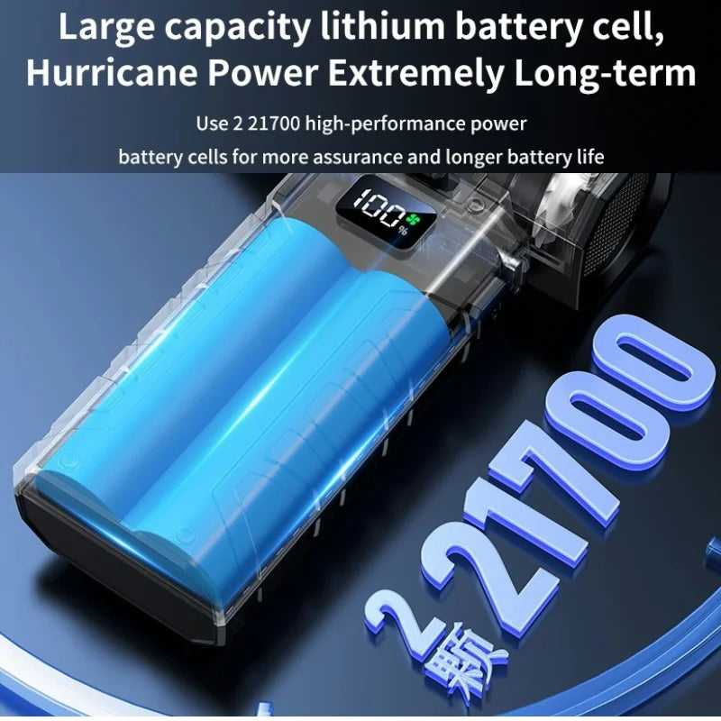 Mini Air Blower 160000 RPM Handheld Electric Turbo Jet Fan 52m/s Wind Speed Brushless Motor Violent Fan with LED Display