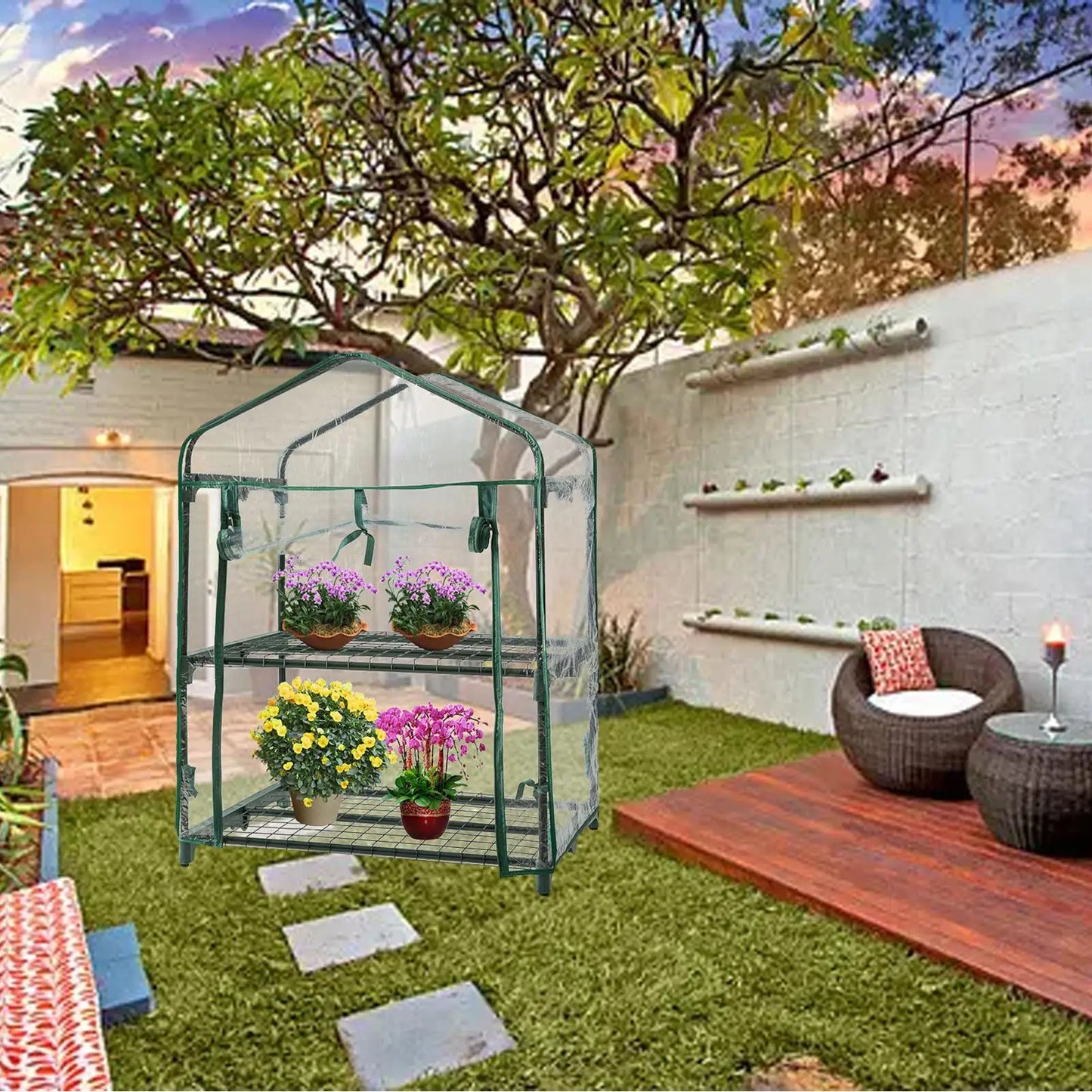 Green House Cover Clear Plant Greenhouse PVC Durable Greenhouse Parts & Accessories Portable Indoor Greenhouse for Home Outdoor