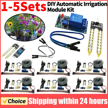 1-5Set Automatic Irrigation Module DIY Automatic Watering Kit Garden Water Pump Soil Moisture Sensor Relay Module for Arduino