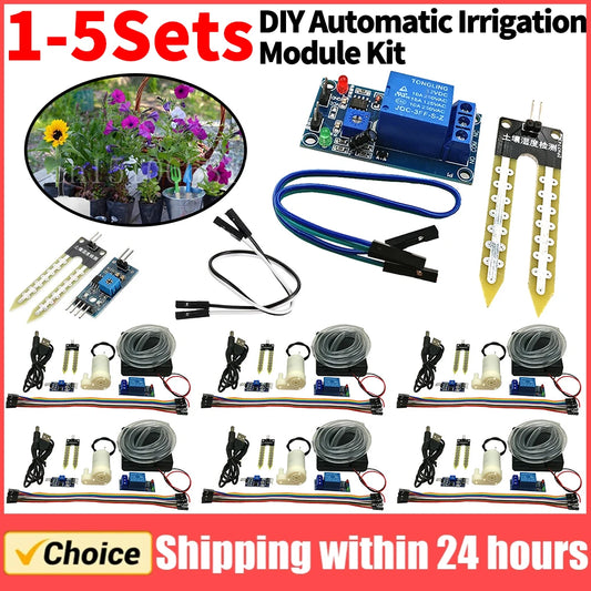 1-5Set Automatic Irrigation Module DIY Automatic Watering Kit Garden Water Pump Soil Moisture Sensor Relay Module for Arduino