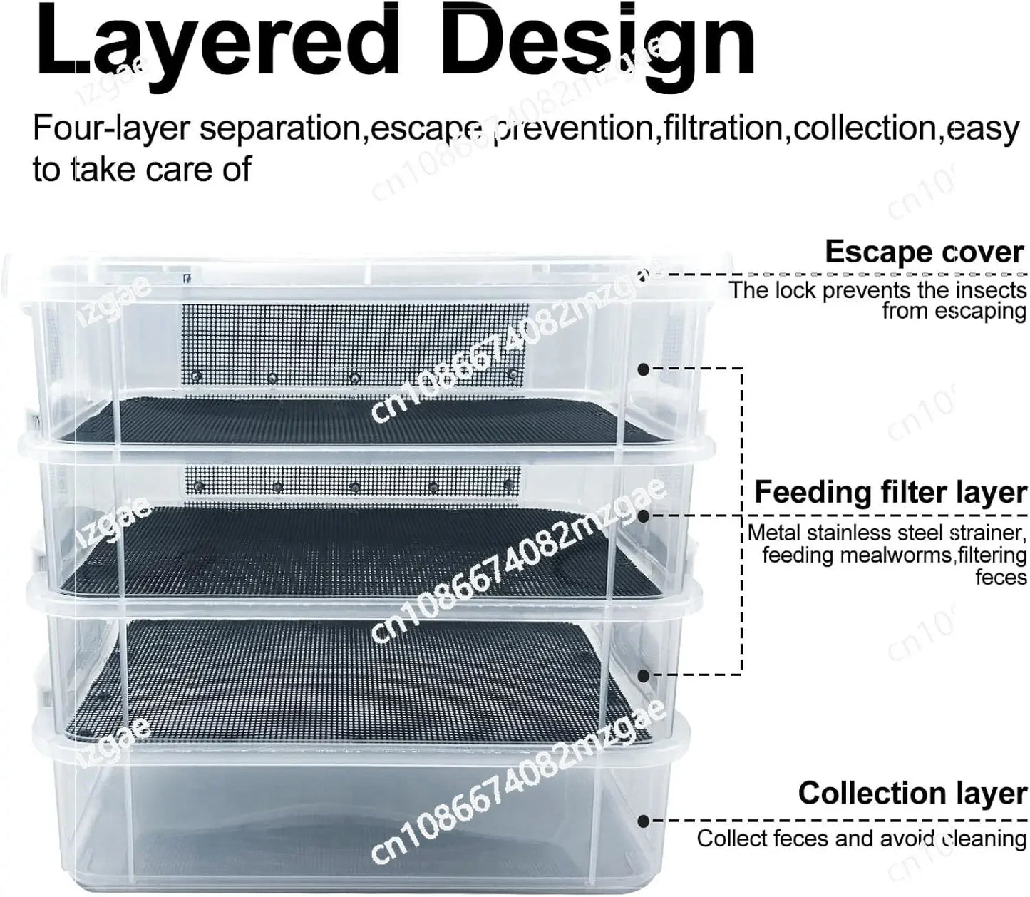 Mealworm Breeding Kit Four-Layer High Capacity Mealworm Farm To Breed Live Mealworms for Bearded Dragon and Reptiles