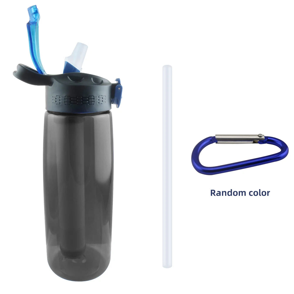 Water Bottle with Water Filter Lockable Lid BPA Free Water Purifier Bottle for Travel Hiking Camping Travel Emergency
