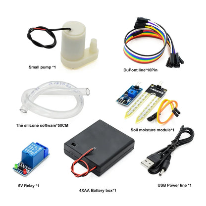 16PCS/set Automatic Irrigation Module DIY Kit Automatic Watering Kit Soil Moisture Sensor Relay Module 50cm Hose for Arduino