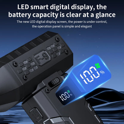 Mini Air Blower 160000 RPM Handheld Electric Turbo Jet Fan 52m/s Wind Speed Brushless Motor Violent Fan with LED Display